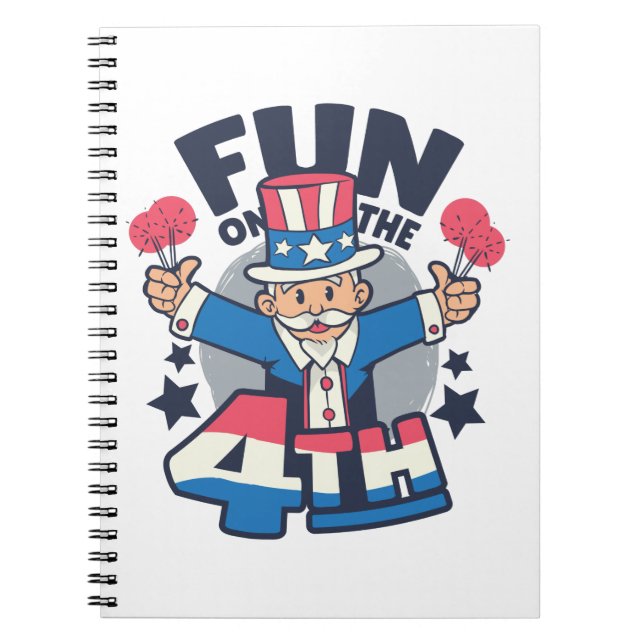Happy Uncle Sam 4th of July Day Notebook (Front)
