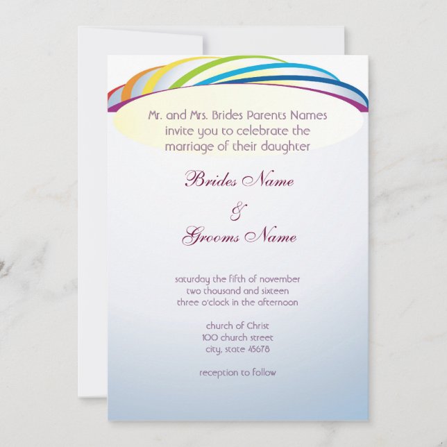 Happy Under the Rainbow Wedding Invitation (Front)