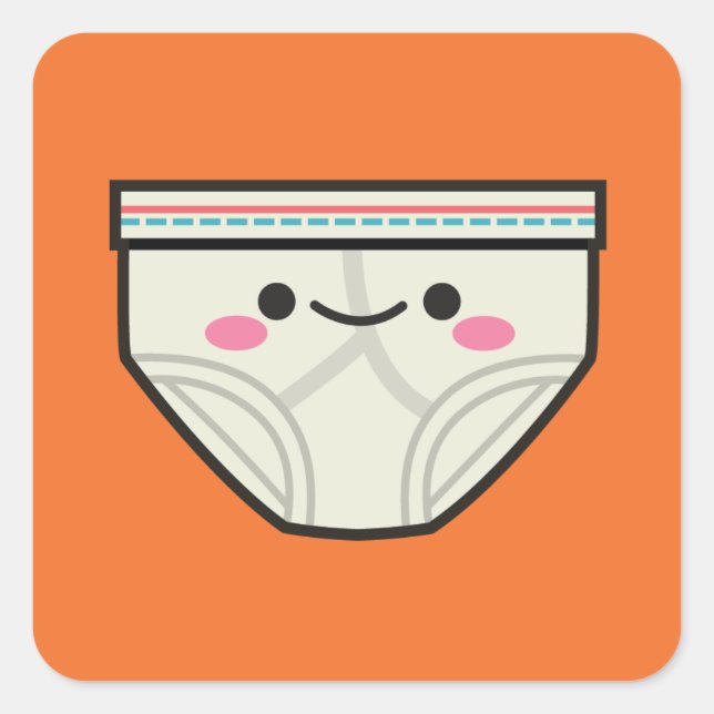 Happy Underpants Square Sticker (Front)