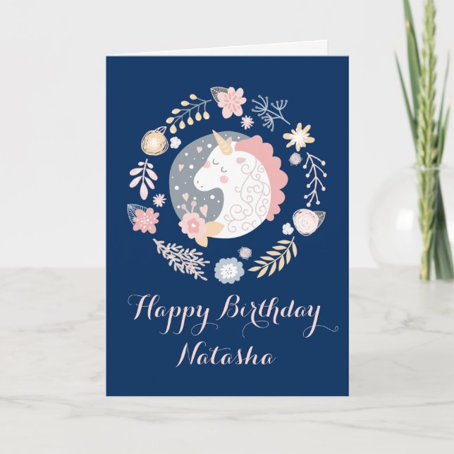 Happy Unicorn Birthday Card (Front)