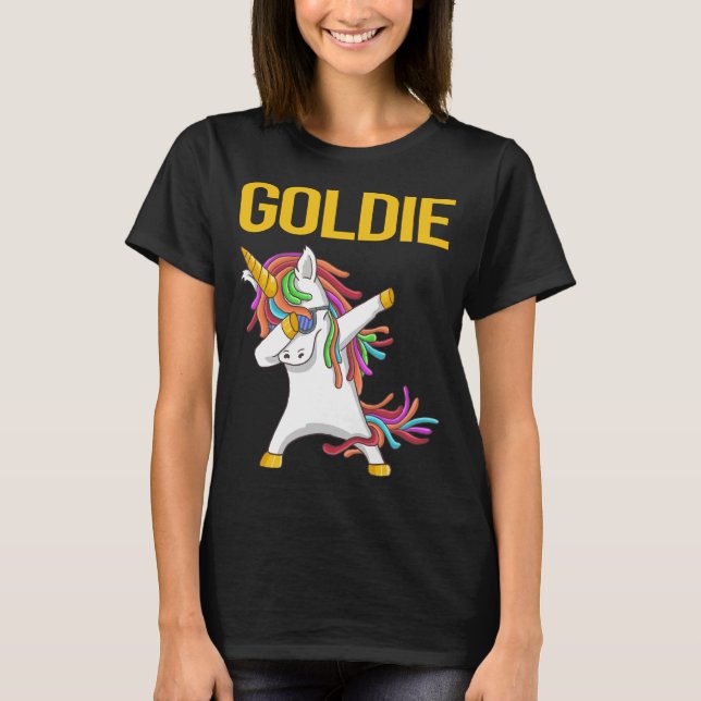 Happy Unicorn - Goldie Name T-Shirt (Front)