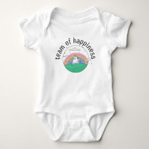 Happy Unicorn with a Rainbow Baby Bodysuit