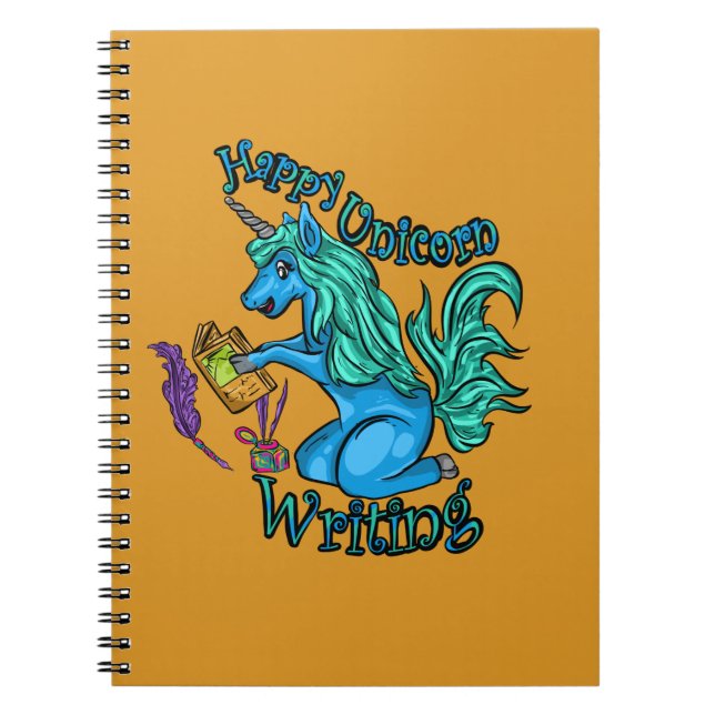 Happy Unicorn Writing Spiral Notebook (Front)