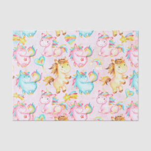 Happy Unicorns Pattern-Unicorn Love in Pink Tissue Paper