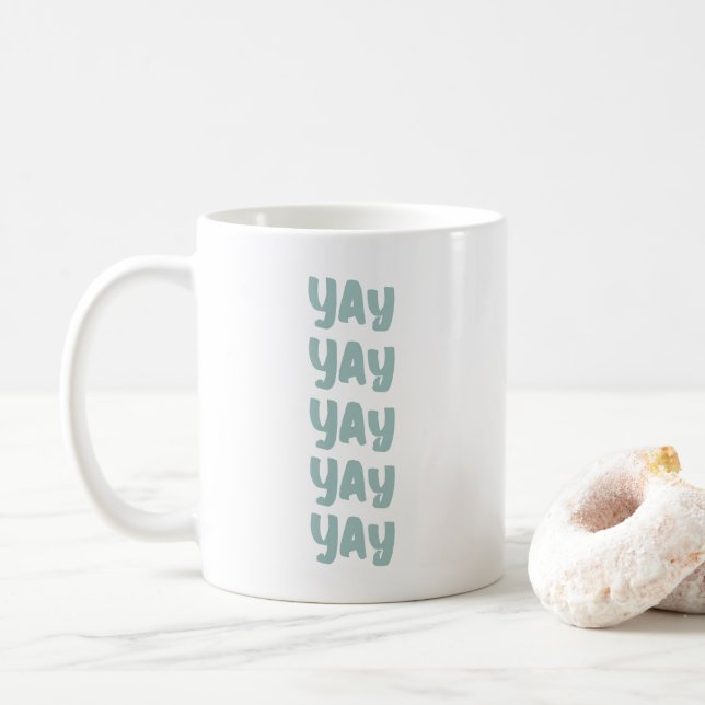 Happy Uplifting Modern Wedding Day Yay Coffee Mug (With Donut)