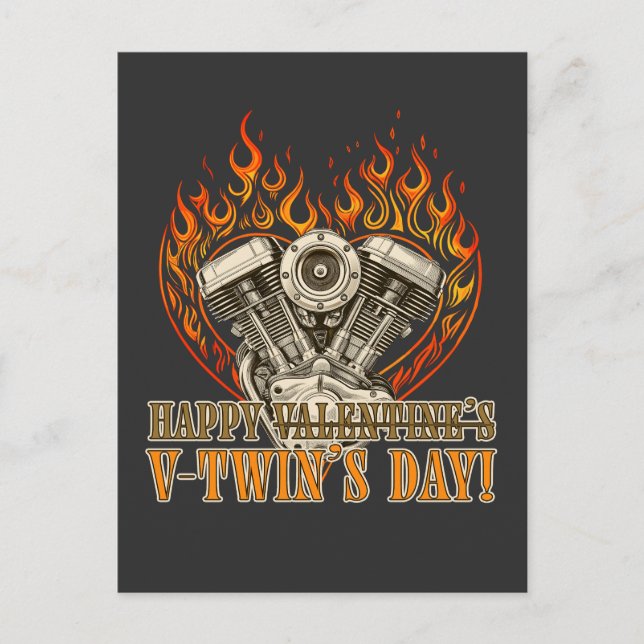 Happy V-Twin’s Day for Chopper Lovers Holiday Postcard (Front)