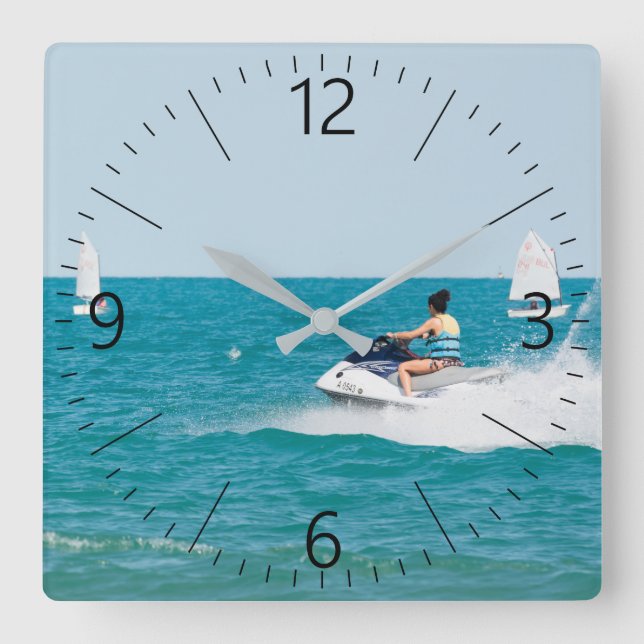 Happy vacations square wall clock (Front)