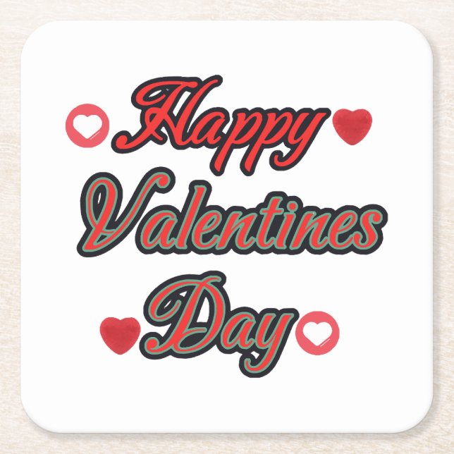 Happy Valenties Day for gift Square Paper Coaster (Front)