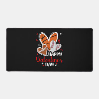Happy Valentine Baseball Football Basketball Heart Desk Mat