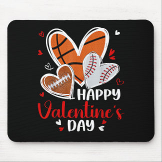 Happy Valentine Baseball Football Basketball Heart Mouse Pad