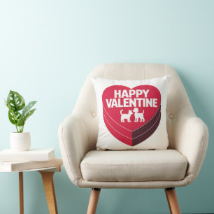 Happy Valentine, Box of Chocs & Furry Silhouette Cushion