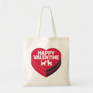 Happy Valentine, Box of Chocs & Furry Silhouette Tote Bag