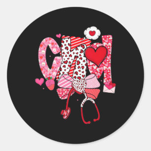 Happy Valentine Cna Nurse Coquette Bow Heart Girl Classic Round Sticker