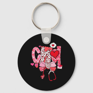 Happy Valentine Cna Nurse Coquette Bow Heart Girl Key Ring