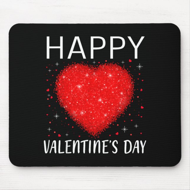 Happy Valentine Colorful Confetti Heart Men Women  Mouse Pad (Front)