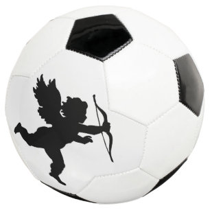 Happy Valentine Cupid Angel Soccer Black White Ball