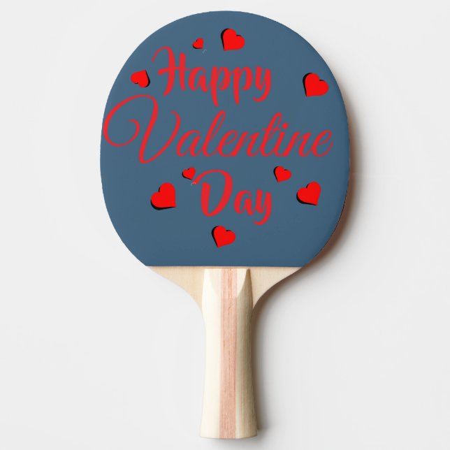 Happy Valentine Day  blue Ping Pong Paddle (Front)