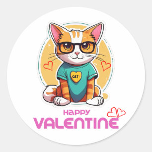 Happy Valentine Day Classic Round Sticker