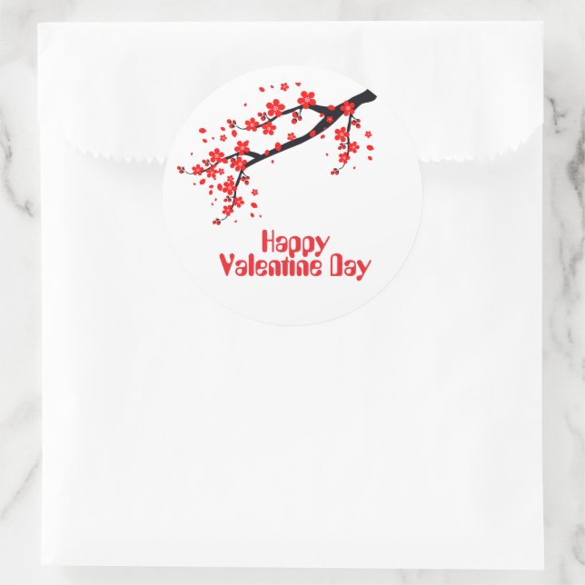 Happy Valentine Day Classic Round Sticker (Bag)