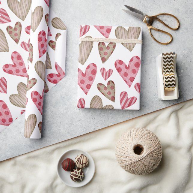 Happy valentine day elegant colorful hearts wrapping paper (Crafts)