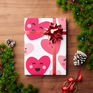 Happy valentine day Funny Pink Red hearts Wrapping Paper