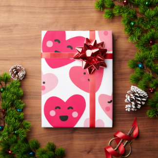 Happy valentine day Funny Pink Red hearts Wrapping Paper