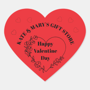 Happy Valentine Day Heart Sticker