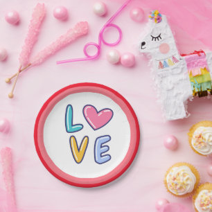 Happy Valentine Day Paper Plate