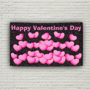 Happy Valentine Day Pretty Pink Heart Clusters Banner