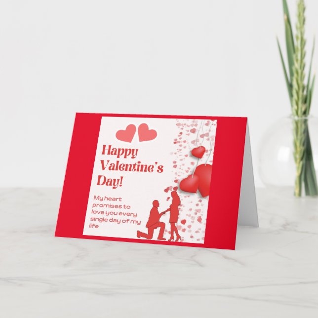 Happy Valentine Day-Red Heart With Love Card (Front)
