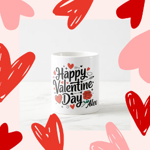 Happy Valentine day romantic rose heart on white Coffee Mug