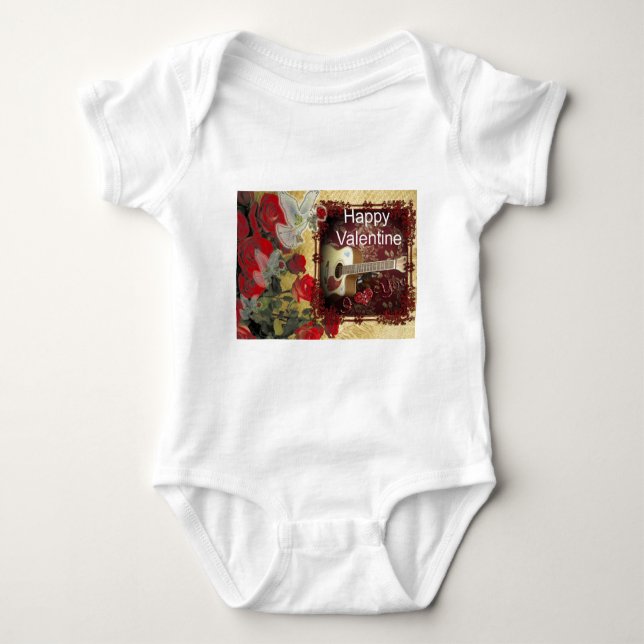 Happy Valentine day Tunes in my heart Baby Bodysuit (Front)