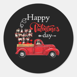 Happy valentine day with pug dogs classic round sticker