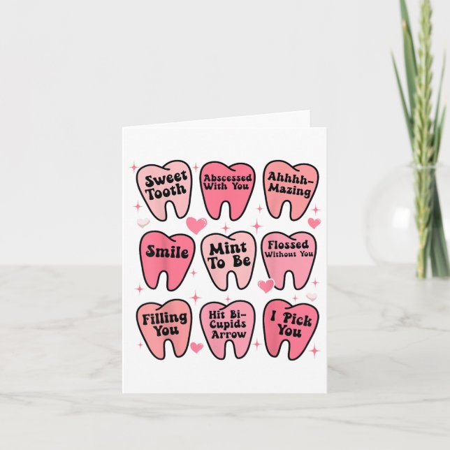 Happy Valentine Dental Dentiste Teeth Tooth Funny  Card (Front)