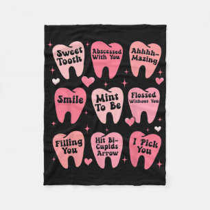 Happy Valentine Dental Dentiste Teeth Tooth Funny  Fleece Blanket