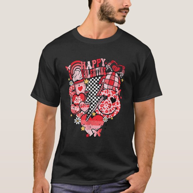 Happy Valentine Disco Ball Valentines Vibes Happy  T-Shirt (Front)