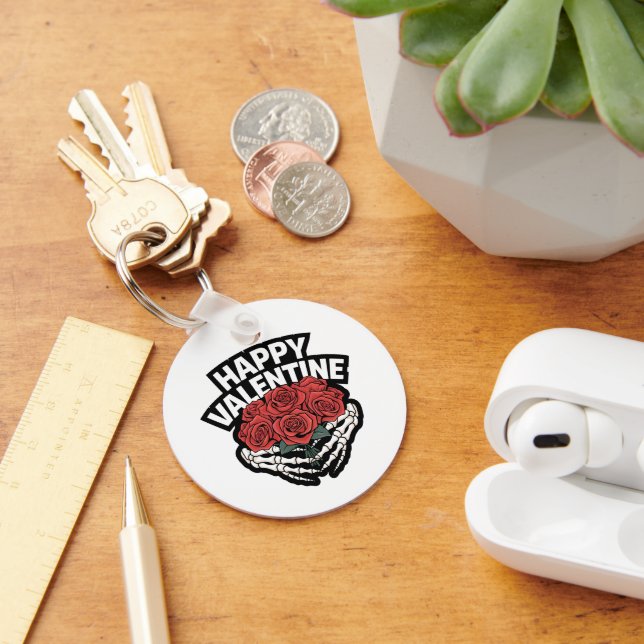 Happy Valentine Even Bones Need Love Key Ring (Desk)