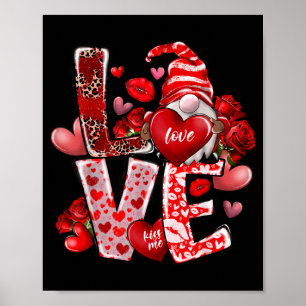 Happy Valentine Gnome Heart Valentines Day Couple Poster
