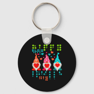 Happy Valentine Gnomes Braille Love – Cute Heart G Key Ring