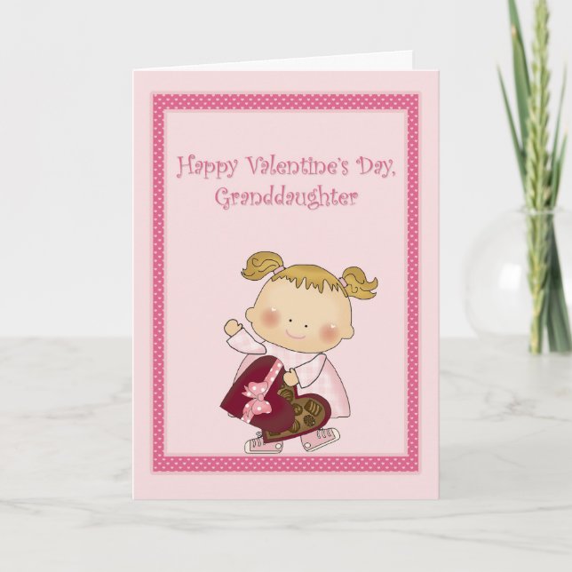 Happy Valentine Granddaughter, Heart Box Candy Holiday Card (Front)