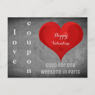 Happy Valentine Heart Chalkboard Paris Coupon Holiday Postcard
