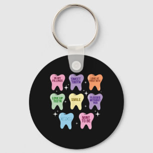 Happy Valentine Heart Teeth Dentist Dental Hygieni Key Ring