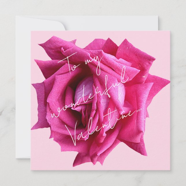 Happy Valentine hot pink rose floral boho glam Card (Front)