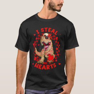 Happy Valentine I Steal Hearts Trex Funny Dinosaur T-Shirt