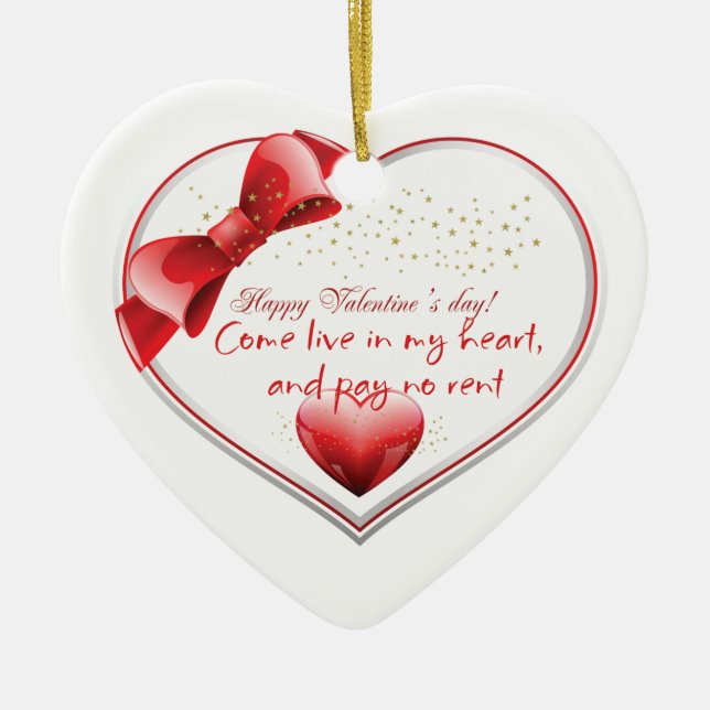 Happy Valentine Love design Poster Ceramic Ornament (Front)