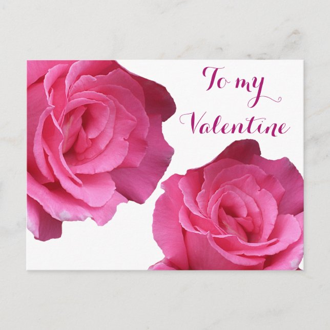 Happy Valentine love pretty pink roses floral cute Postcard (Front)
