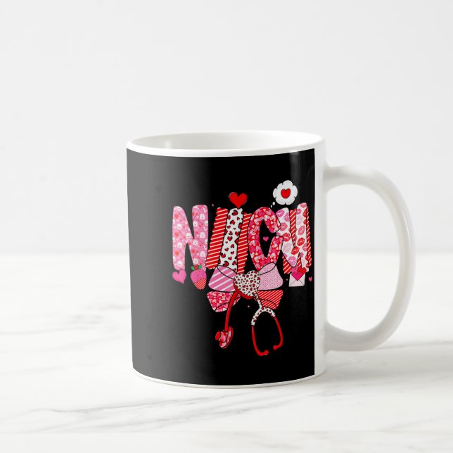 Happy Valentine Nicu Nurse Coquette Bow Heart Girl Coffee Mug (Right)