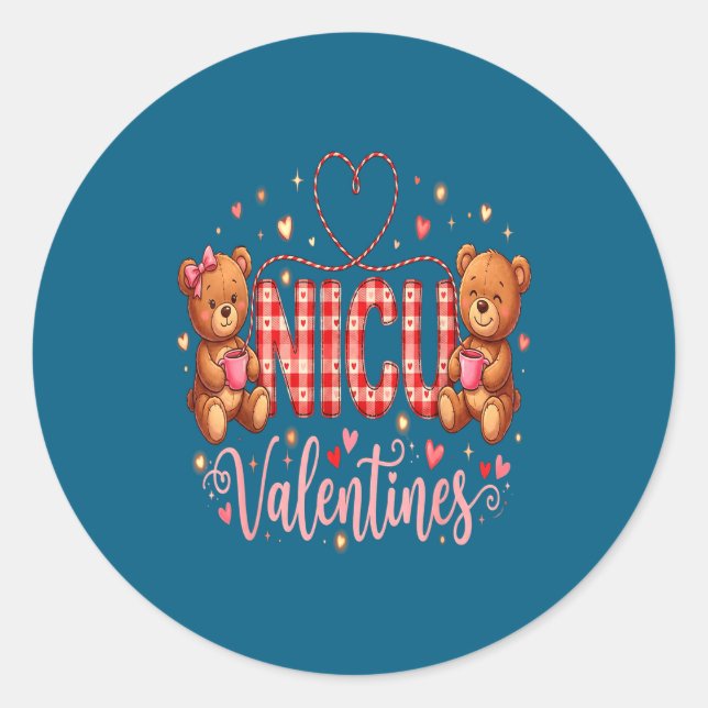 Happy Valentine Nurse Nicu Valentines Day Shirt Nu Classic Round Sticker (Front)