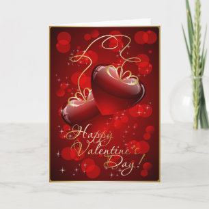 Happy valentine red hearts holiday card