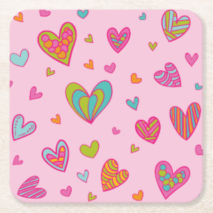 Happy valentine`s day 2023 With Heart Love         Square Paper Coaster